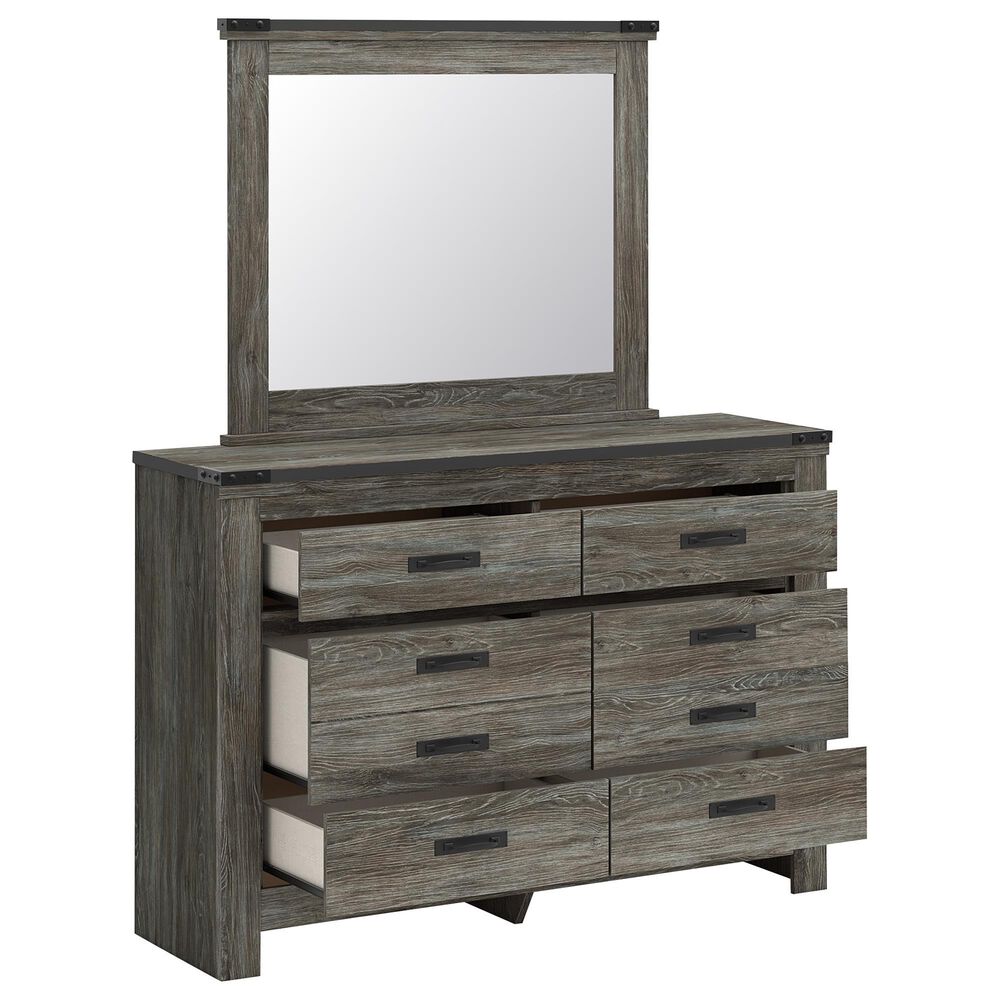 Ashley Frandern 6-Drawer Dresser and Mirror in Rustic Warm Gray, , large