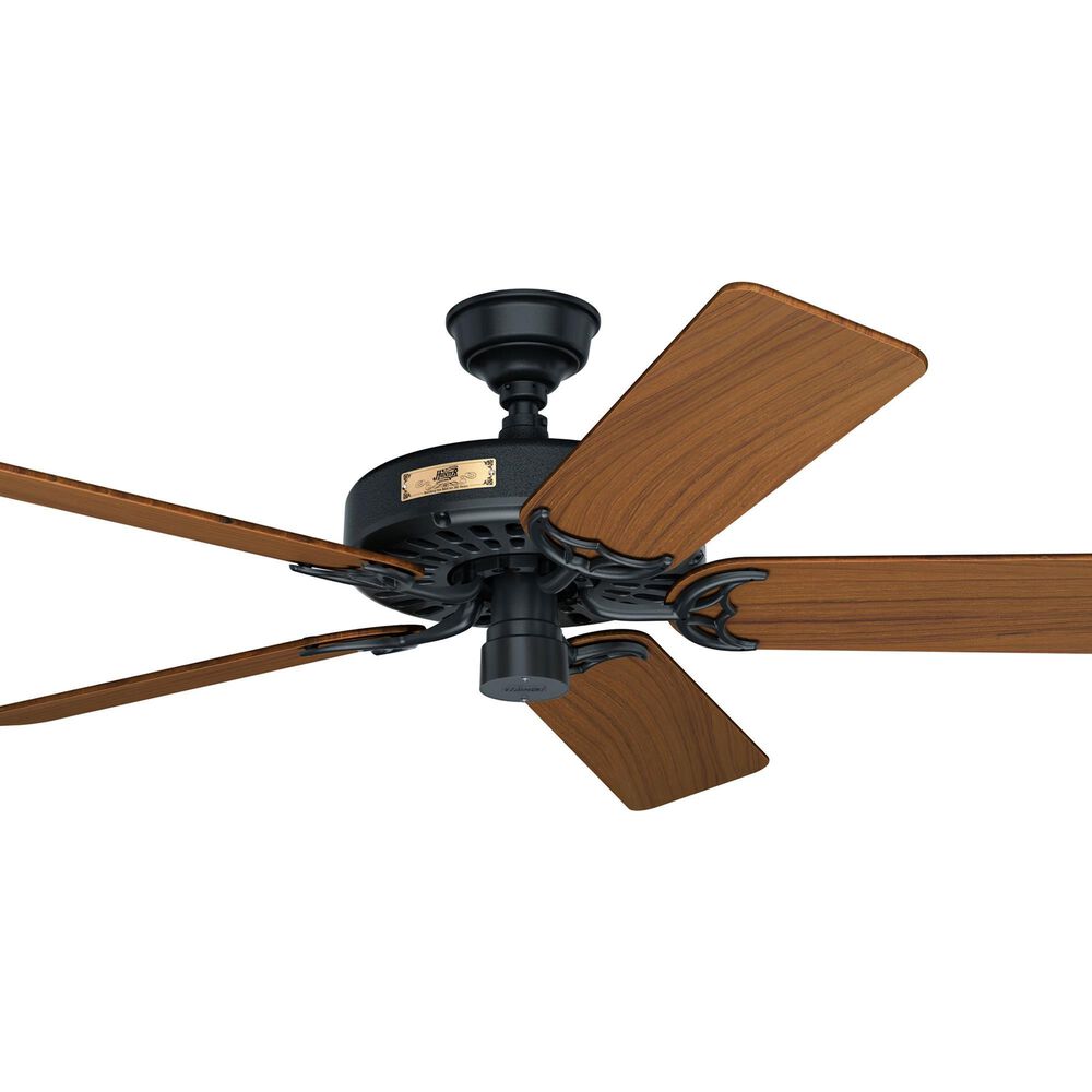 Hunter Original 52&quot; Outdoor Ceiling Fan with Teak Blades in Matte Black, , large