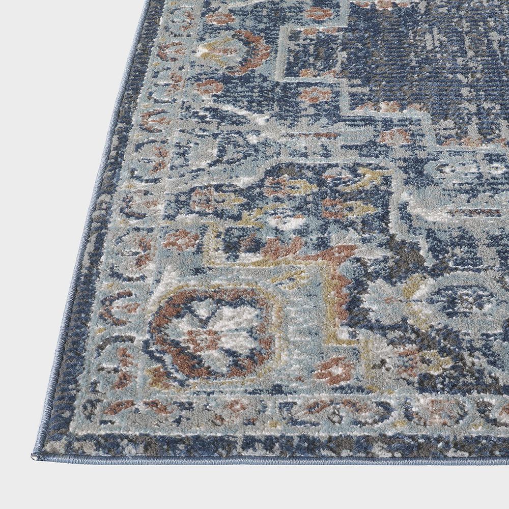 Central Oriental Orient Dorcie 3&#39;1&quot; x 5&#39;3&quot; Blue and Dark Grey Area Rug, , large