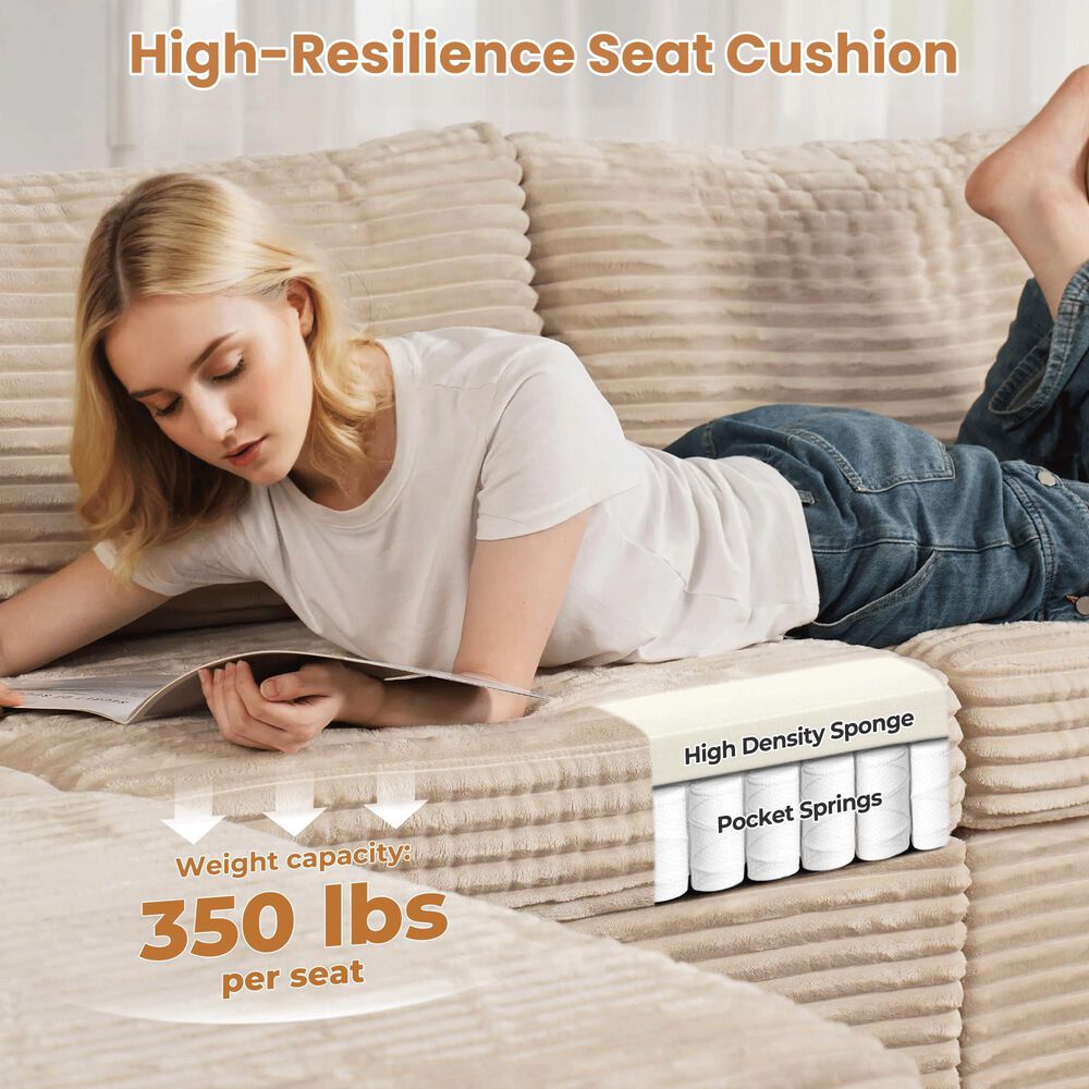 HOMLUX 5-Piece Mod Sectional with Ottoman in Beige, , large
