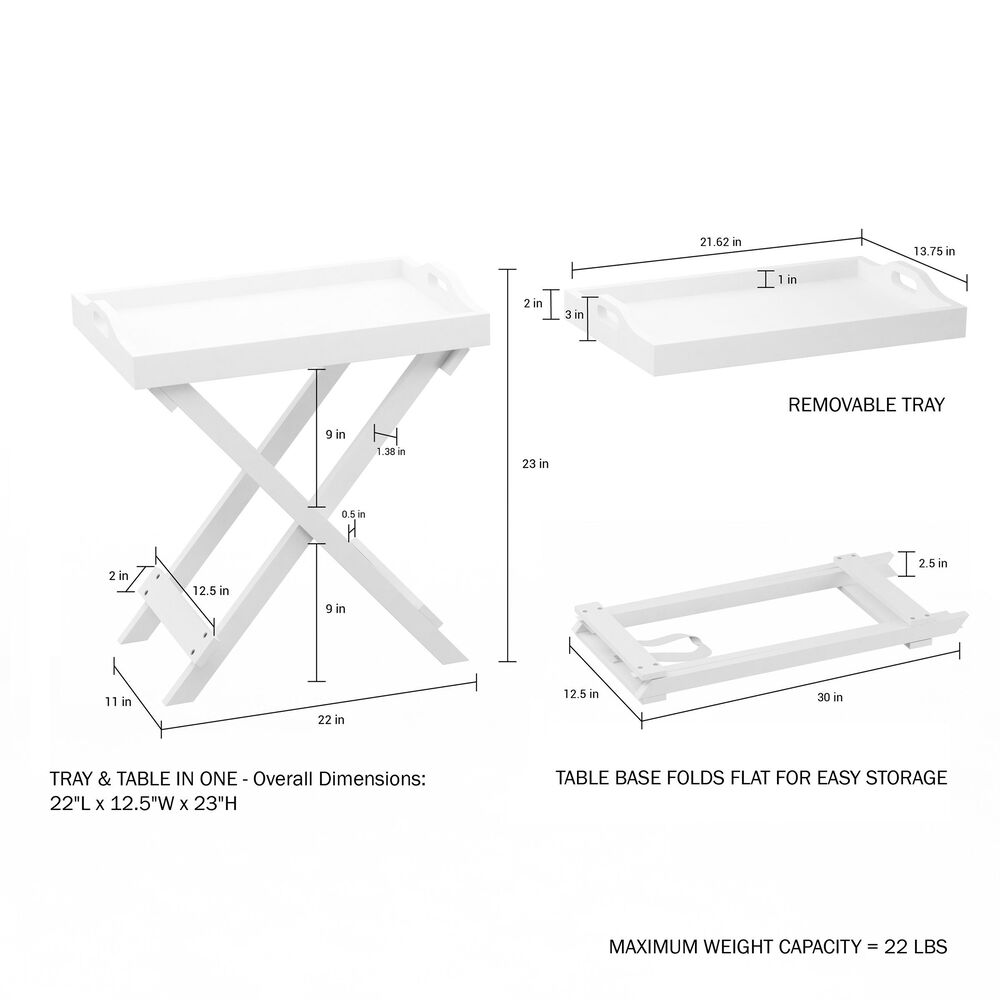 Timberlake Lavish Home Folding End Table in White, , large