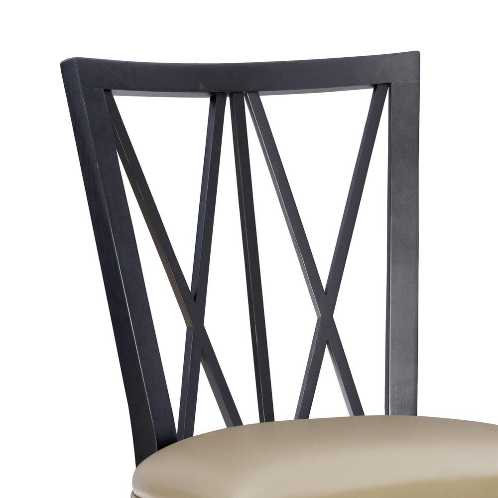 Linon Home Decor Bailey Side Chair with Tan Faux Leather Cushion Seat in Black, , large
