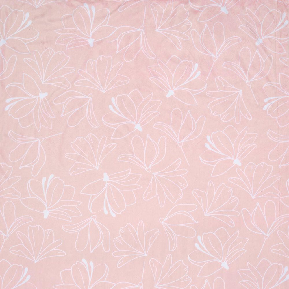 Lambs and Ivy Petals Floral Fleece Baby Blanket in Pink and White, , large
