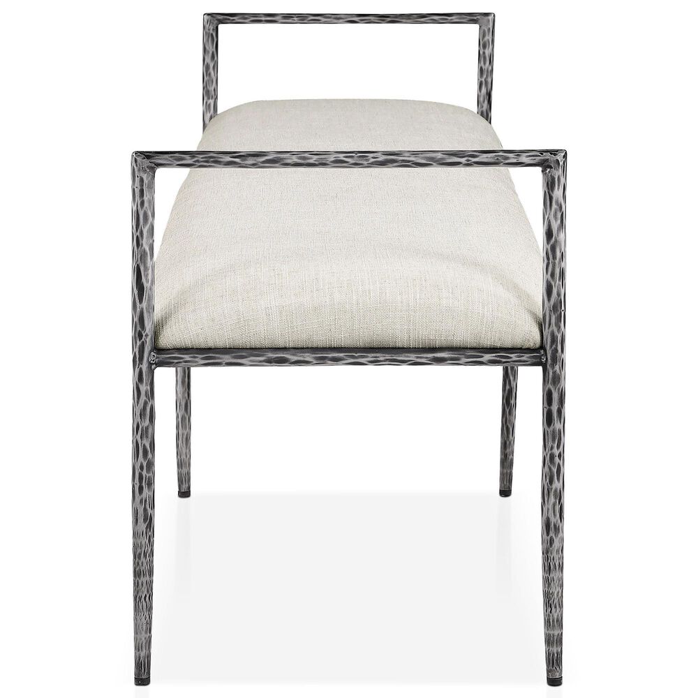Furniture of America Lalia Metal Padded Upholstered Bench in Gun Metal, , large