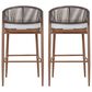 Hearth and Haven 30" Outdoor Barstool with Teak Frame in Light Gray (Set of 2), , large