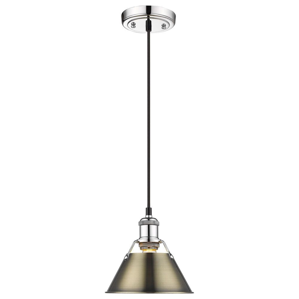Golden Lighting Orwell 1-Light Small Pendant with Aged Brass Shade in Chrome, , large