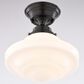 Vaxcel Huntley 10" 1-Light Semi Flush Mount with Milk Glass Shade in Oil Rubbed Bronze, , large
