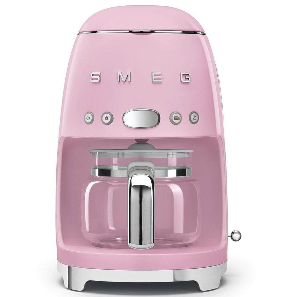 Smeg 47.34 Oz Drip Coffee Maker in Pink and Polished Chrome, , large