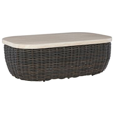 Ashley Kimora Patio Cocktail Table in Beige and Dark Brown, , large