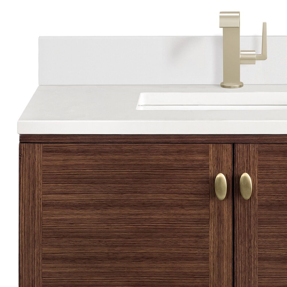 James Martin Vanities Amberly 36" Single Bathroom Vanity in Mid-Century Walnut with Single Hole 3 cm White Zeus Quartz Top and Rectangular Sink, , large