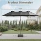 HOMLUX 15" Outdoor Market Umbrella with Sandbags Base in Dark Gray, , large