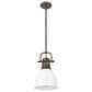 Golden Lighting Duncan 1-Light Small Pendant with Rod and White Shade in Rubbed Bronze, , large