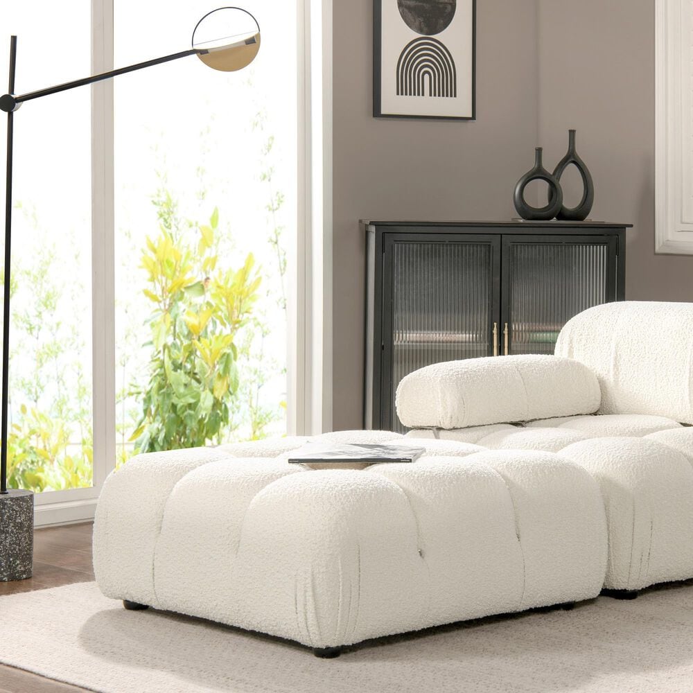 Jennifer Taylor Home Marcel Cocktail Ottoman in Ivory White, , large
