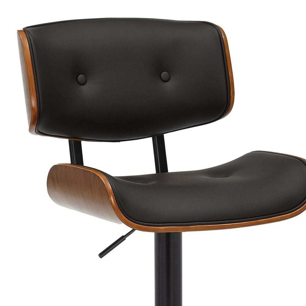 LumiSource Lombardi Adjustable Swivel Barstool with Espresso Faux Leather Upholstery in Black and Walnut (Set of 2), , large