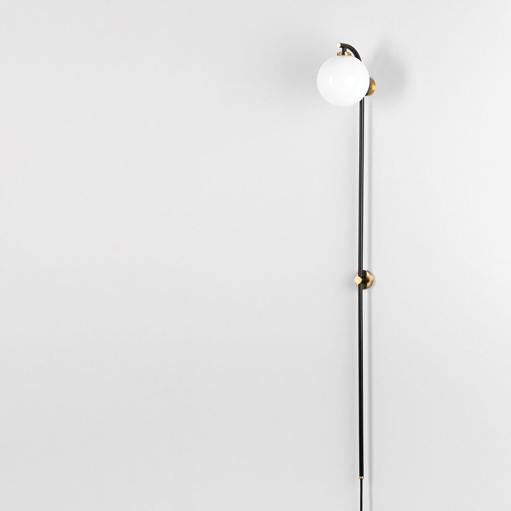 Mitzi Lighting Faye 1-Light Plug-In Sconce in Aged Brass and Soft Black, , large