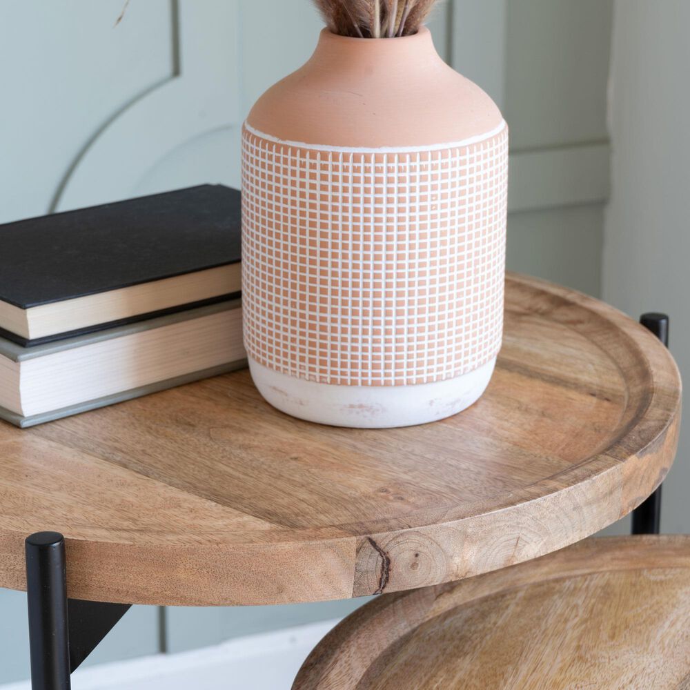 Linon Home Decor Evanston 2-Piece Nesting Table Set in Natural and Black, , large