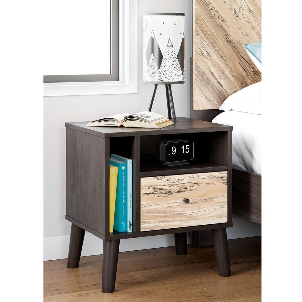 Ashley Piperton Nightstand in Brown and Dark Charcoal, , large