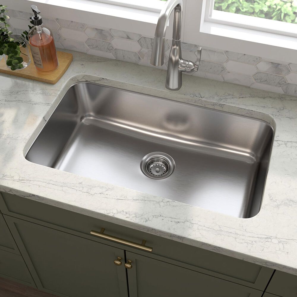 MS International Single Bowl 18-Gauge Stainless Steel Undermount Kitchen Sink, , large
