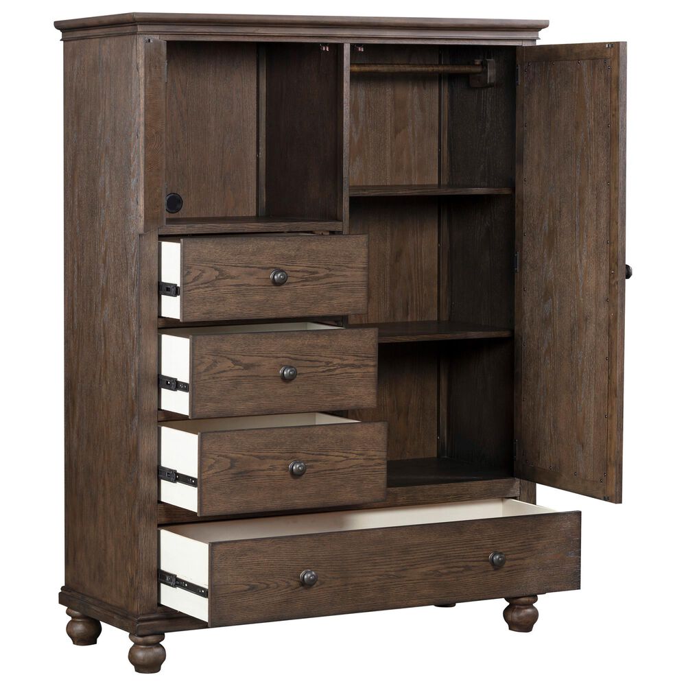 Riva Ridge Oxford 4-Drawer Chiffarobe with Clothing Rod in Cocoa, , large
