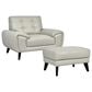 Chateau d"Ax Stationary Leather Chair and Ottoman Set in Beige, , large