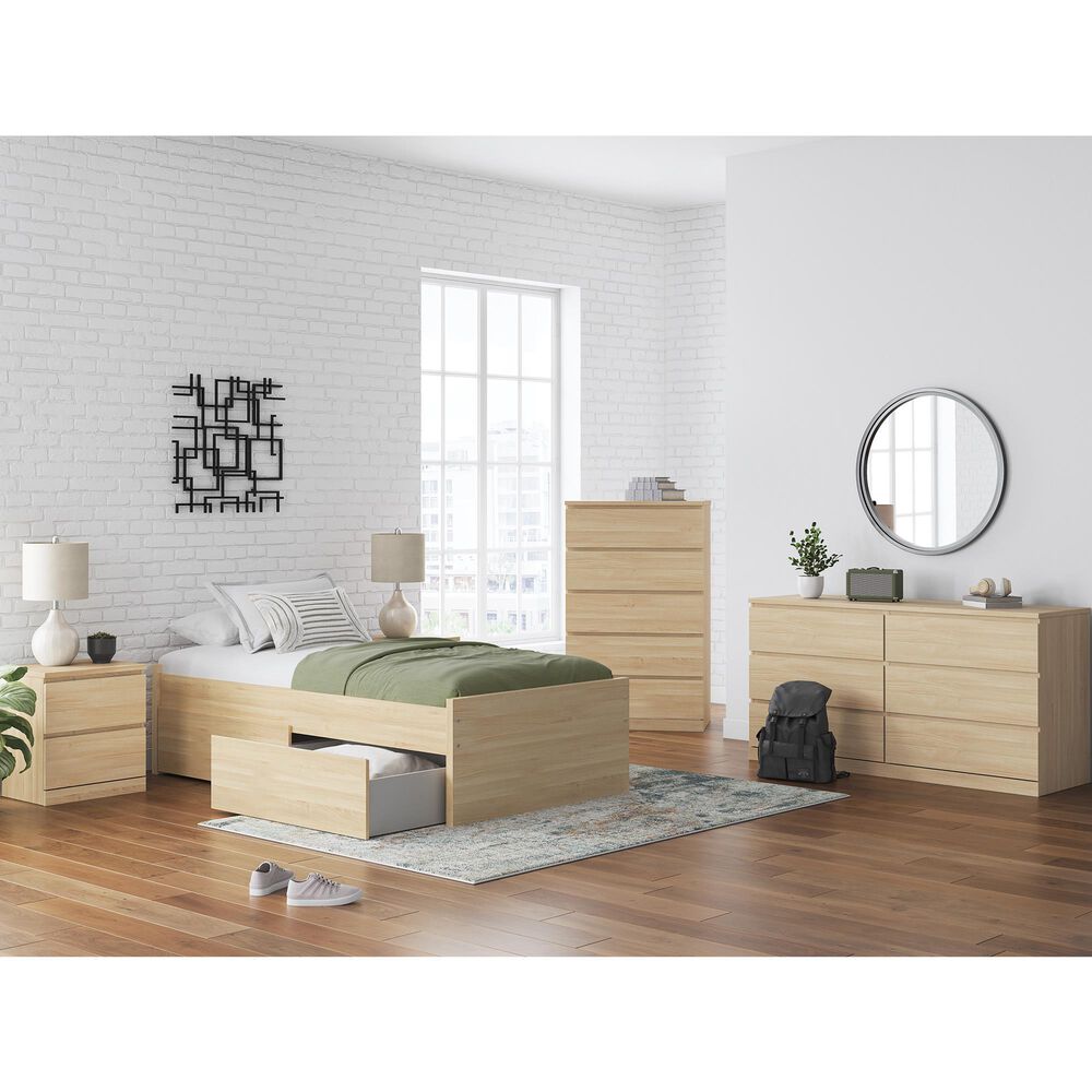 Ashley Onita Twin Platform Bed with 1 Side Storage in Natural, , large