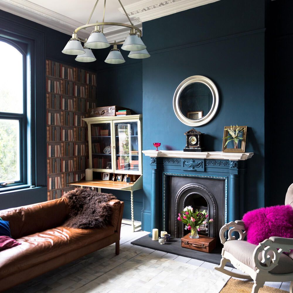 Golden Lighting Orwell 6-Light Chandelier with Dusky Blue Shade in Aged Brass, , large