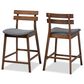 Baxton Studio Larine Counter Stool with Dark Grey Cushion in Walnut (Set of 2), , large