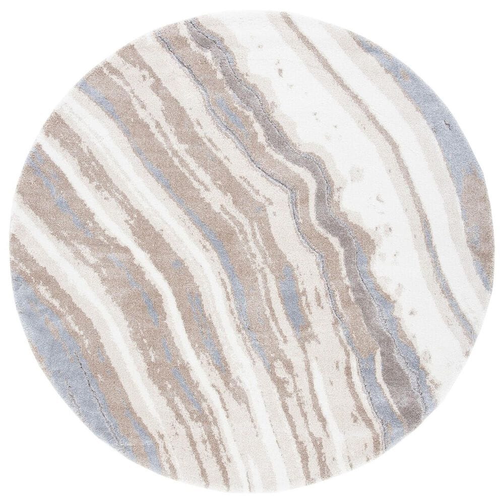 Safavieh Cyrus Shag CYR126A 6"7" Round Ivory and Grey Area Rug, , large