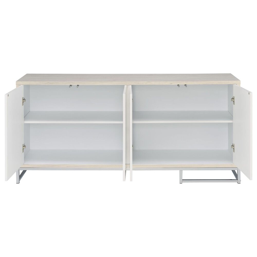 Steve Silver Mike 4-Door Sideboard in White, Gray, Yellow, Bronze and Chrome, , large