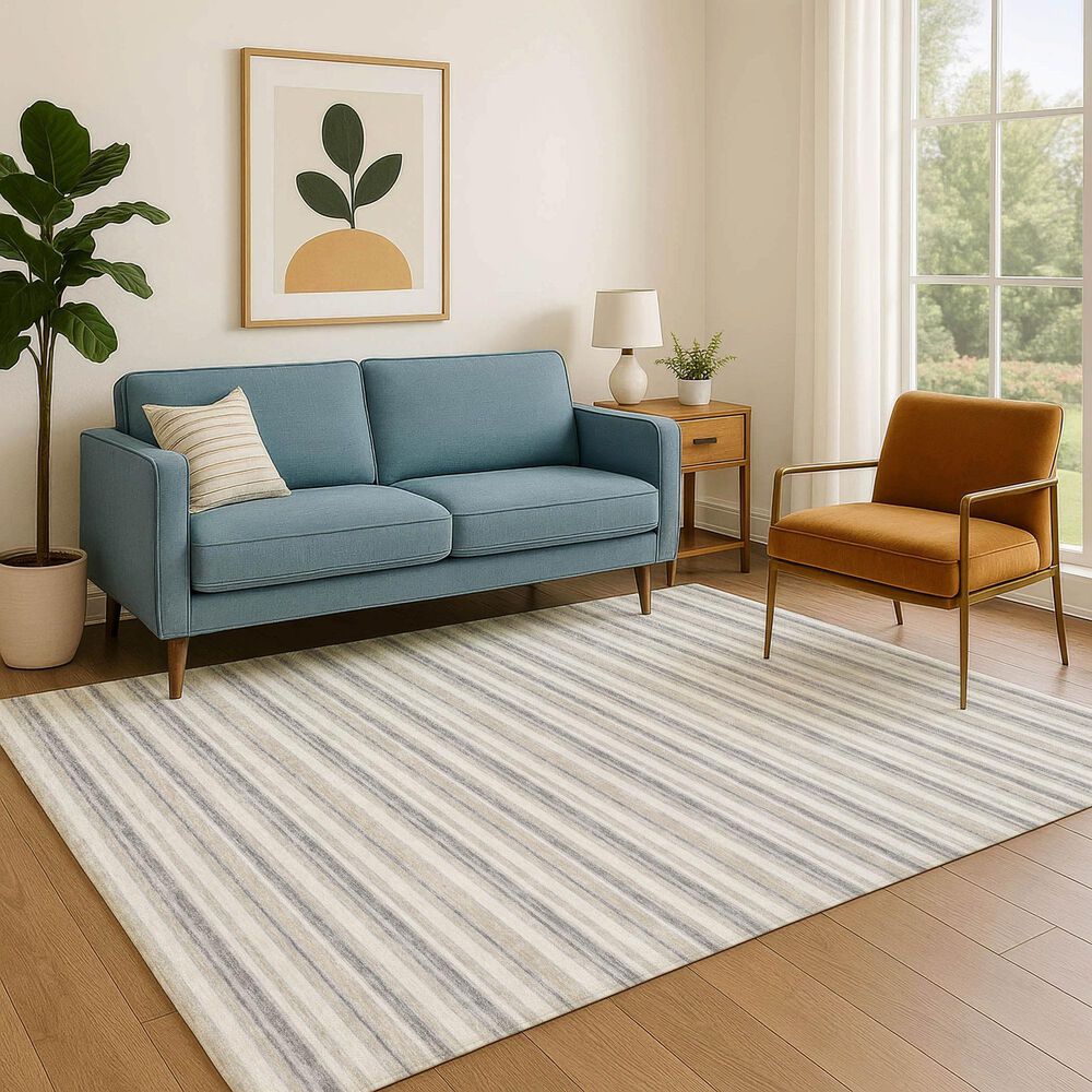 Dalyn Rug Company Soft Essentials Striped Silver 8' x 10' Indoor/Outdoor Area Rug, , large