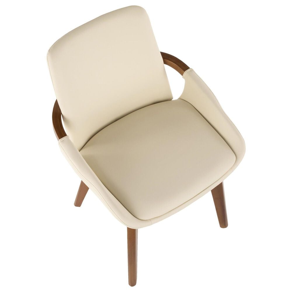 Lumisource Cosmo Arm Chair with Cream Faux Leather Cushion in Walnut, , large