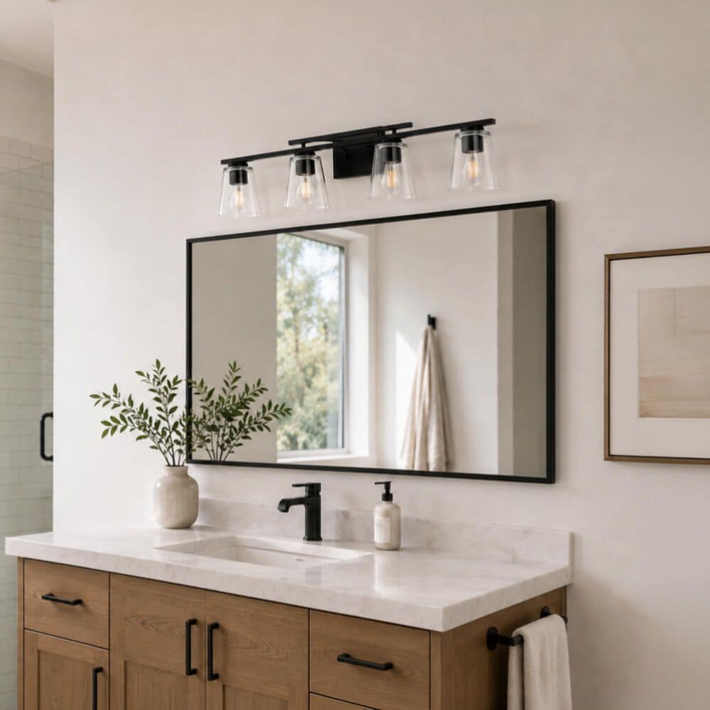 Vaxcel Sedona 4-Light Bathroom Vanity in Matte Black, , large