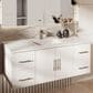 Lexora Home Geneva 48" Single Bathroom Vanity in Glossy White with 2 cm White Cultured Marble Top and Rectangular Sink, , large