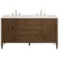 James Martin Vanities Myrrin 60" Double Vanity in Mid Century Walnut with 3 cm Ethereal Noctis Quartz Top, , large