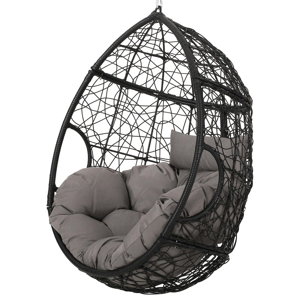 Hearth and Haven Castaic Outdoor Hanging Chair with Cushions in Light Gray, , large