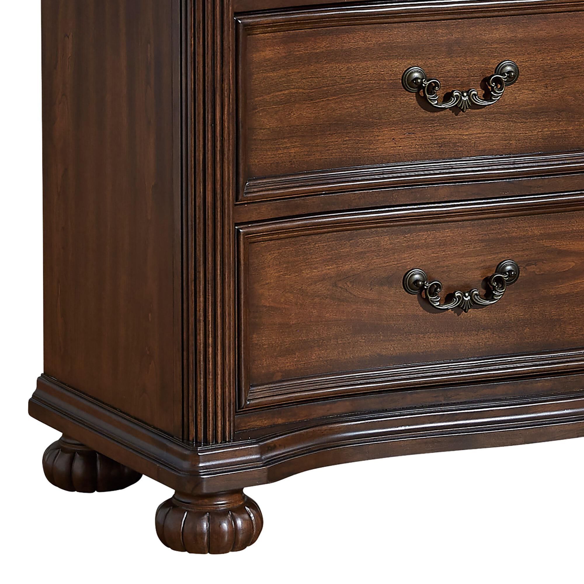Ashley Lavinton 7-Drawer Dresser and Mirror in Cherry Brown