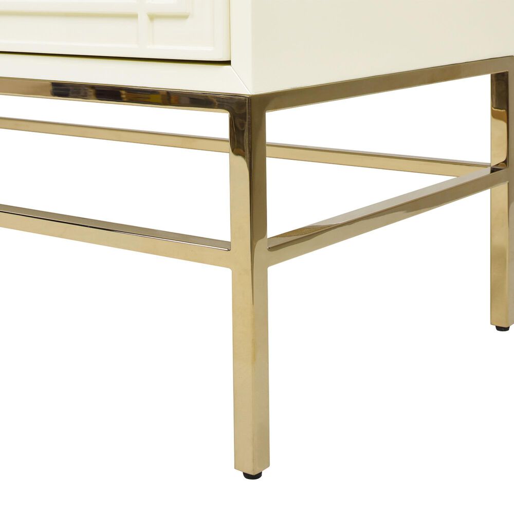 Jennifer Taylor Home Gemini Sideboard in White Lacquer and Gold, , large
