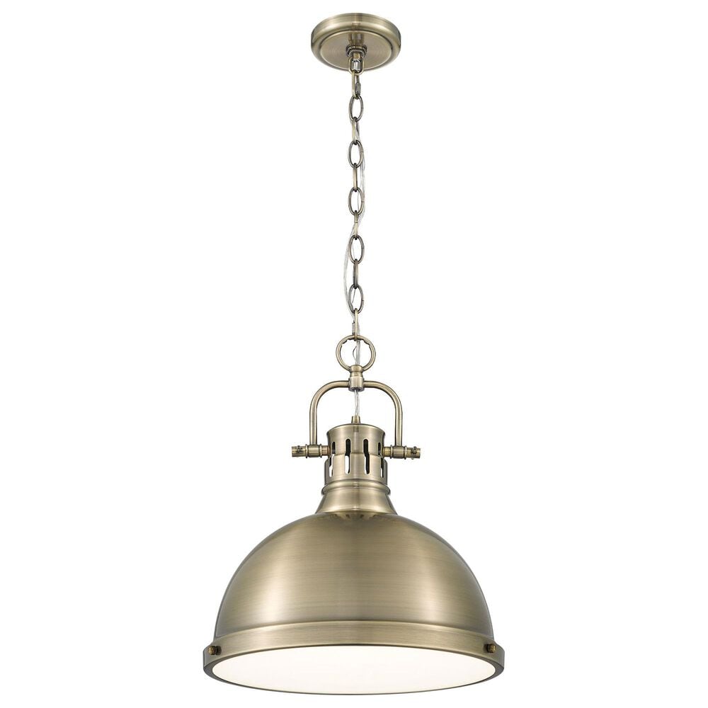 Golden Lighting Duncan 1-Light Pendant with Chain in Aged Brass, , large