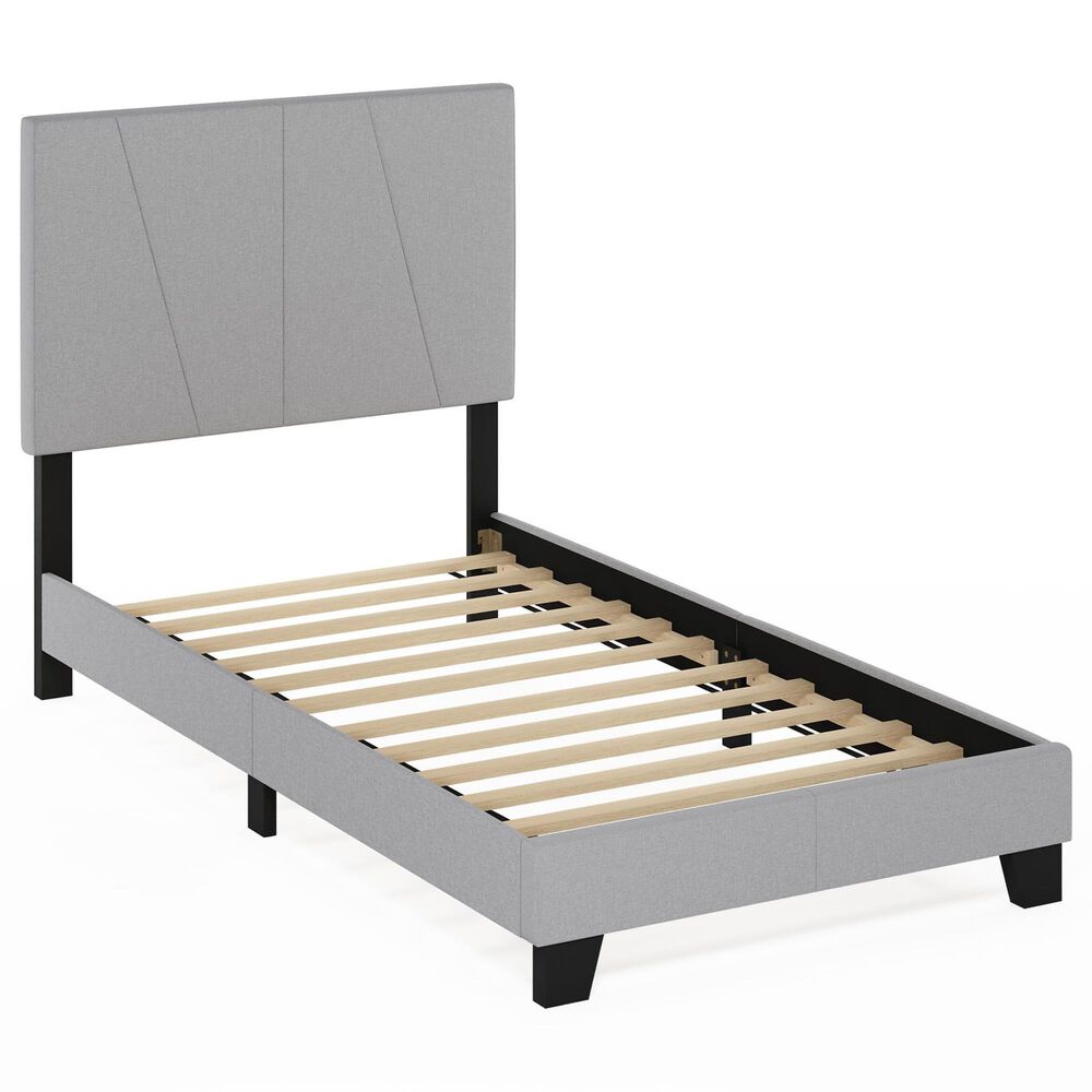 HOMLUX Lucy Twin Platform Bed Frame in Glacier, , large