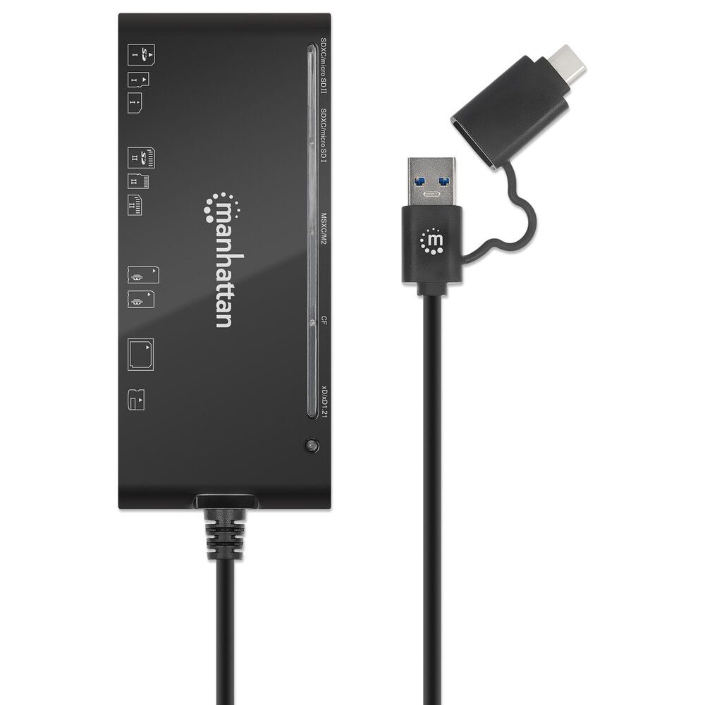 Manhattan USB 3.0 Type-C/Type-A Combo Multi-Card Reader/Writer in Black, , large