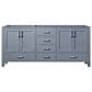 Lexora Home Jacques 72" Double Bathroom Vanity in Dark Grey with 2 cm White Carrara Marble Top and Rectangular Sinks, , large