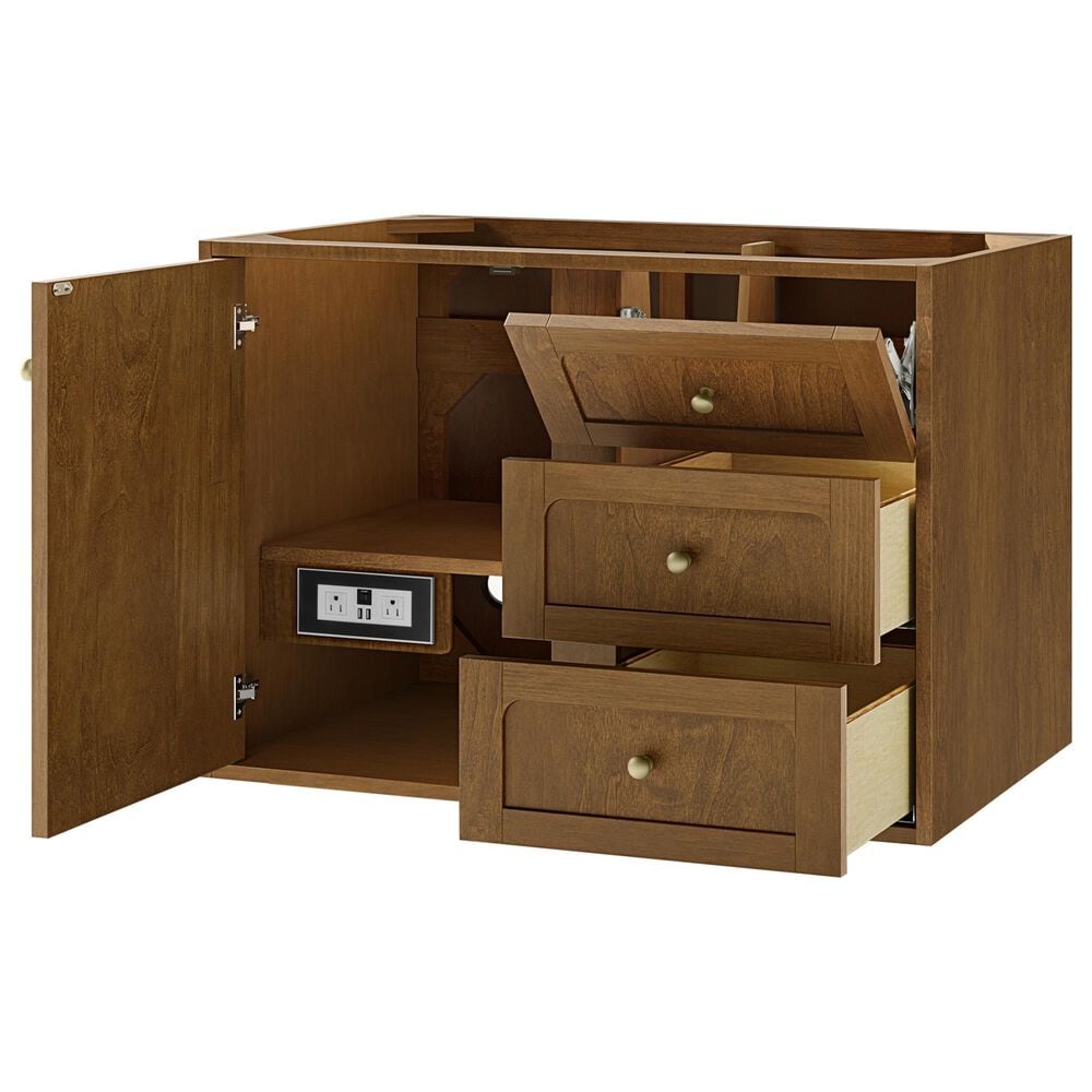 James Martin Laurent 36" Single Bathroom Vanity in Honey Oak with 3 cm Eternal Jasmine Pearl Silestone Top and Rectangular Sink, , large