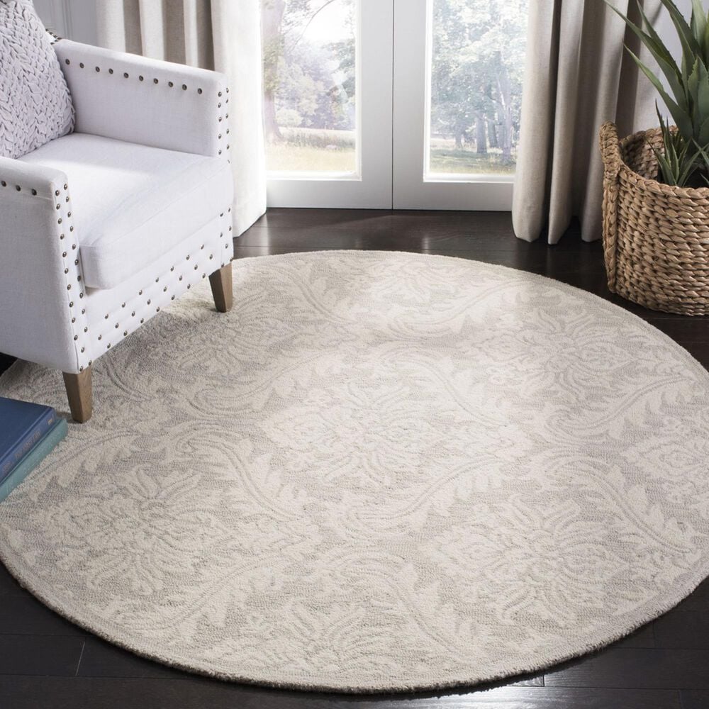 Safavieh Micro-Loop 5&#39; Round Silver Area Rug, , large