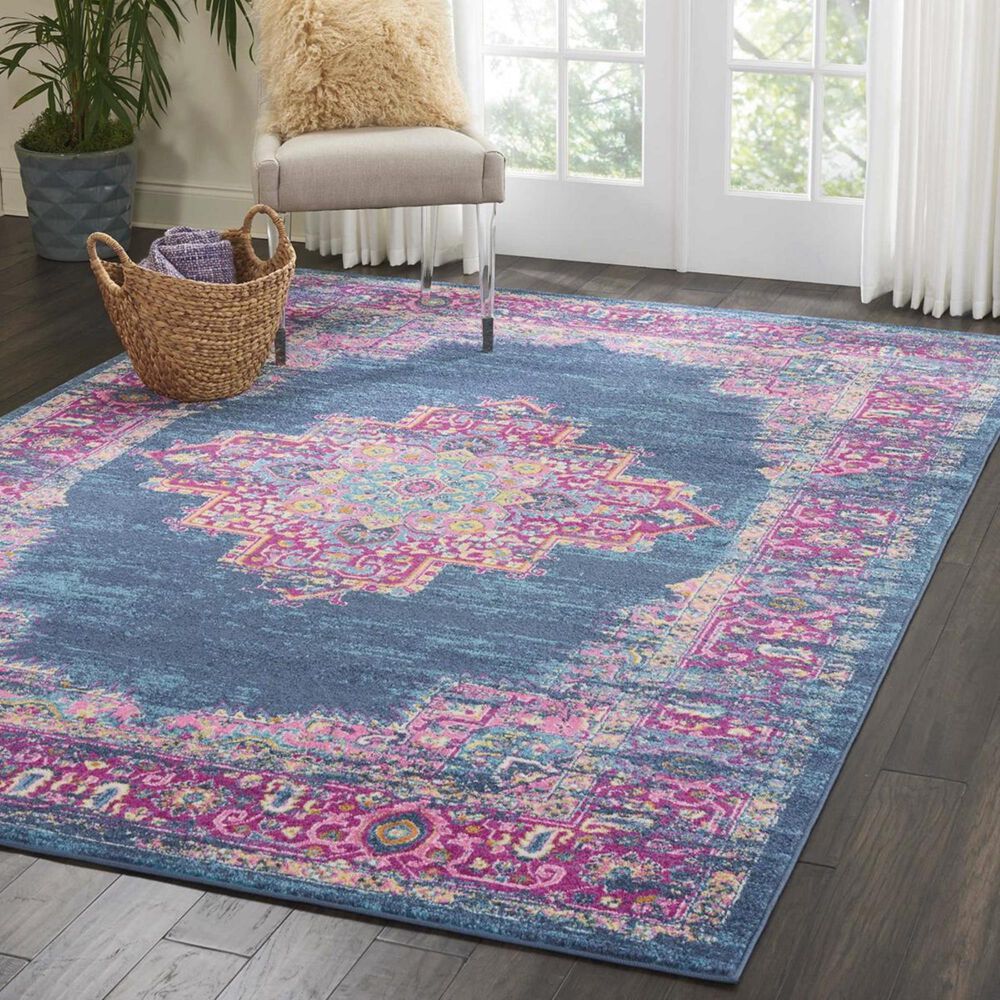 Nourison Passion PSN03 5"3" x 7"3" Blue Area Rug, , large