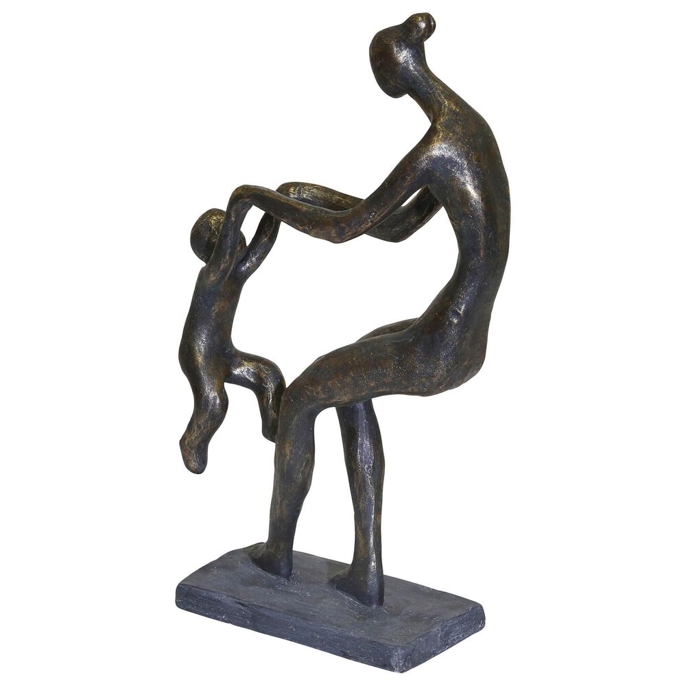 Sagebrook Home 12" Mother and Child Sculpture in Bronze and Copper, , large