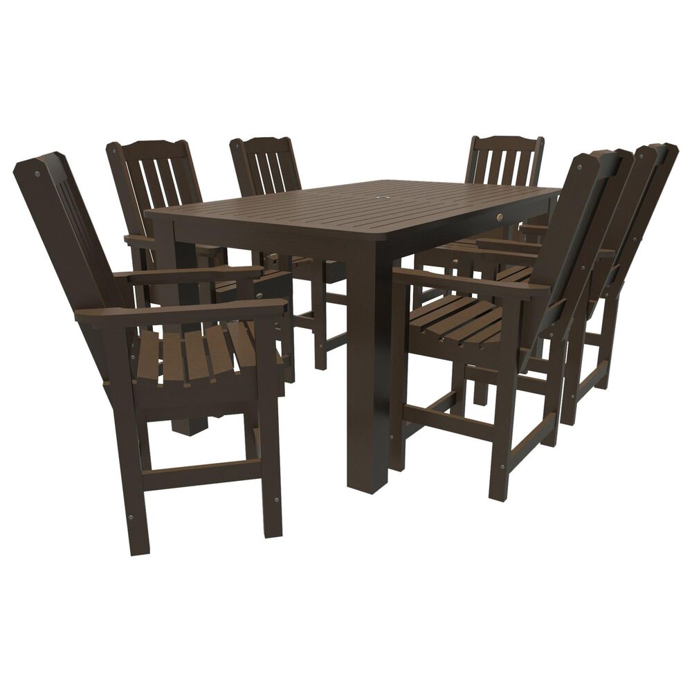 Highwood USA Lehigh 7-Piece 72" Rectangular Counter Height Dining Set in Weathered Acorn, , large