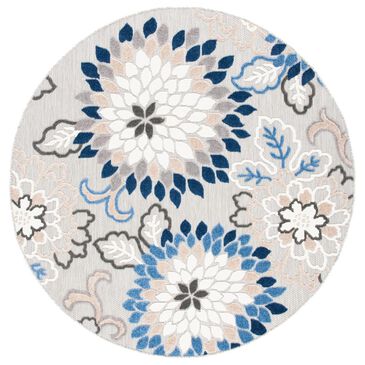 Safavieh Cabana 6"7" Round Grey and Blue Area Performance Rug, , large