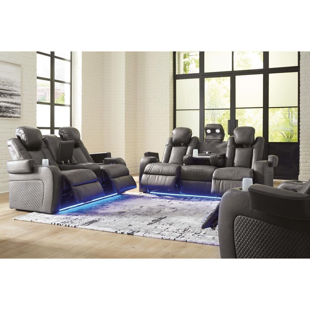 Ashley Fyne-Dyme 2-Piece Power Reclining Living Room Set in Shadow, , large