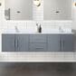 Lexora Home Geneva 72" Double Bathroom Vanity in Dark Grey with 2 cm White Quartz Top and Rectangular Sinks, , large