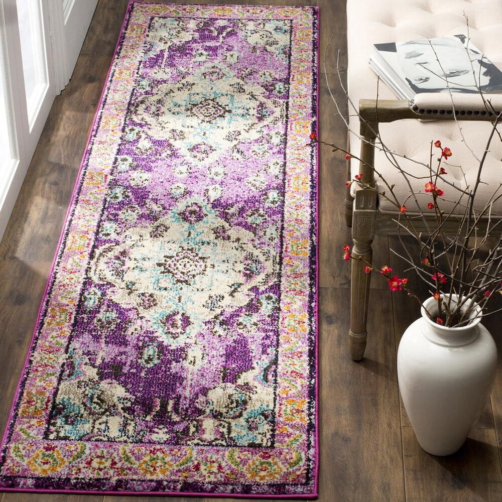 Safavieh Monaco MNC243L-28 2&#39;2&quot; x 8&#39; Violet/Light Blue Runner, , large